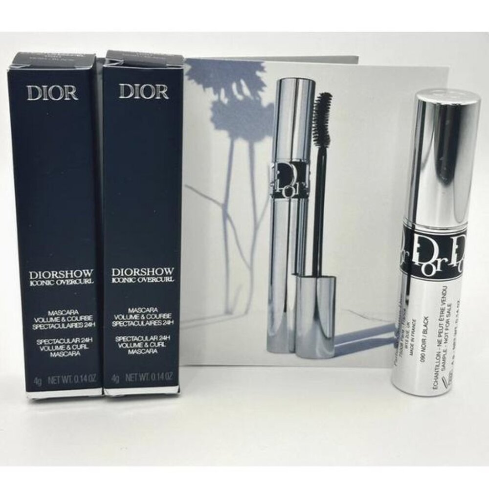 2 Dior Diorshow Iconic Overcurl Mascara 090 Black Travel 0.14 Oz 4 g Each NIB